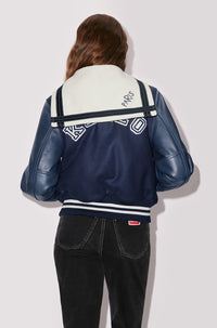 Blouson "Varsity" en laine et cuir - Midnight Blue