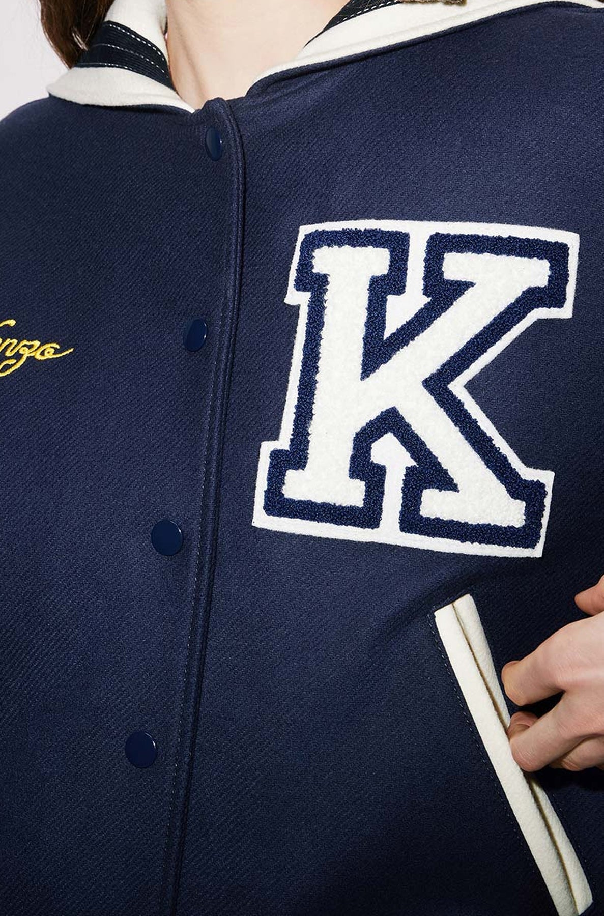 Blouson "Varsity" en laine et cuir - Midnight Blue