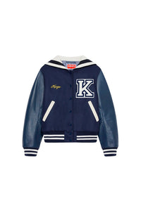 Blouson "Varsity" en laine et cuir - Midnight Blue