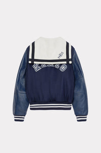 Blouson "Varsity" en laine et cuir - Midnight Blue