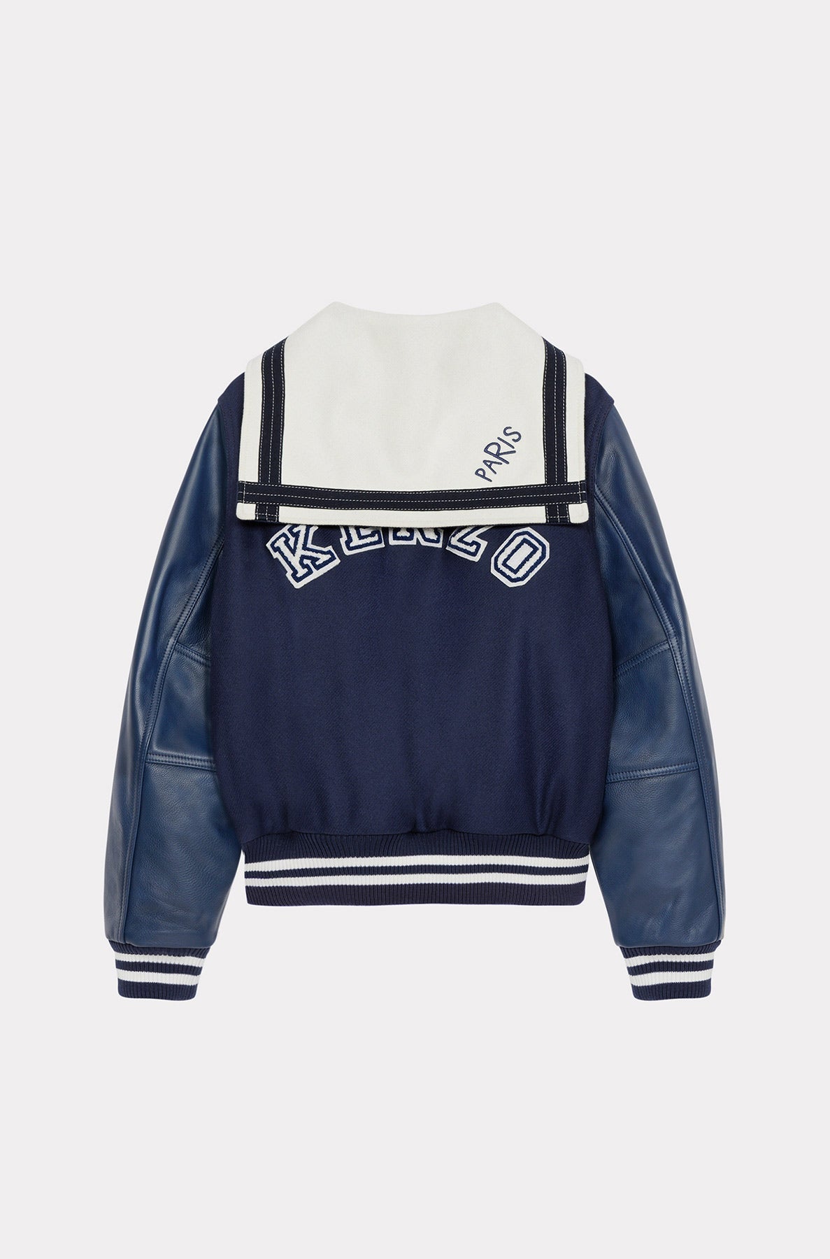 Blouson "Varsity" en laine et cuir - Midnight Blue