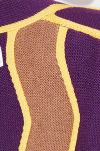 Cardigan boxy à rayures ondulées en laine - Purple