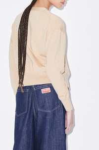 Cardigan brodé "Boke Flower" en laine - Beige