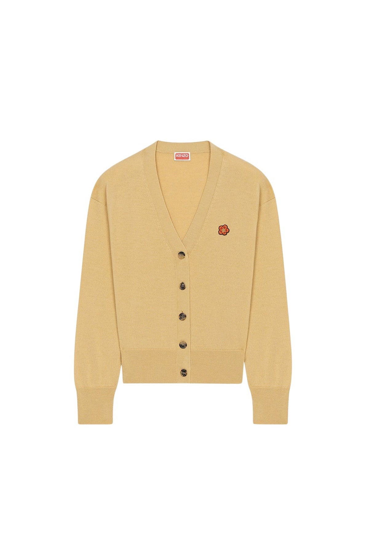 Cardigan brodé "Boke Flower" en laine - Beige