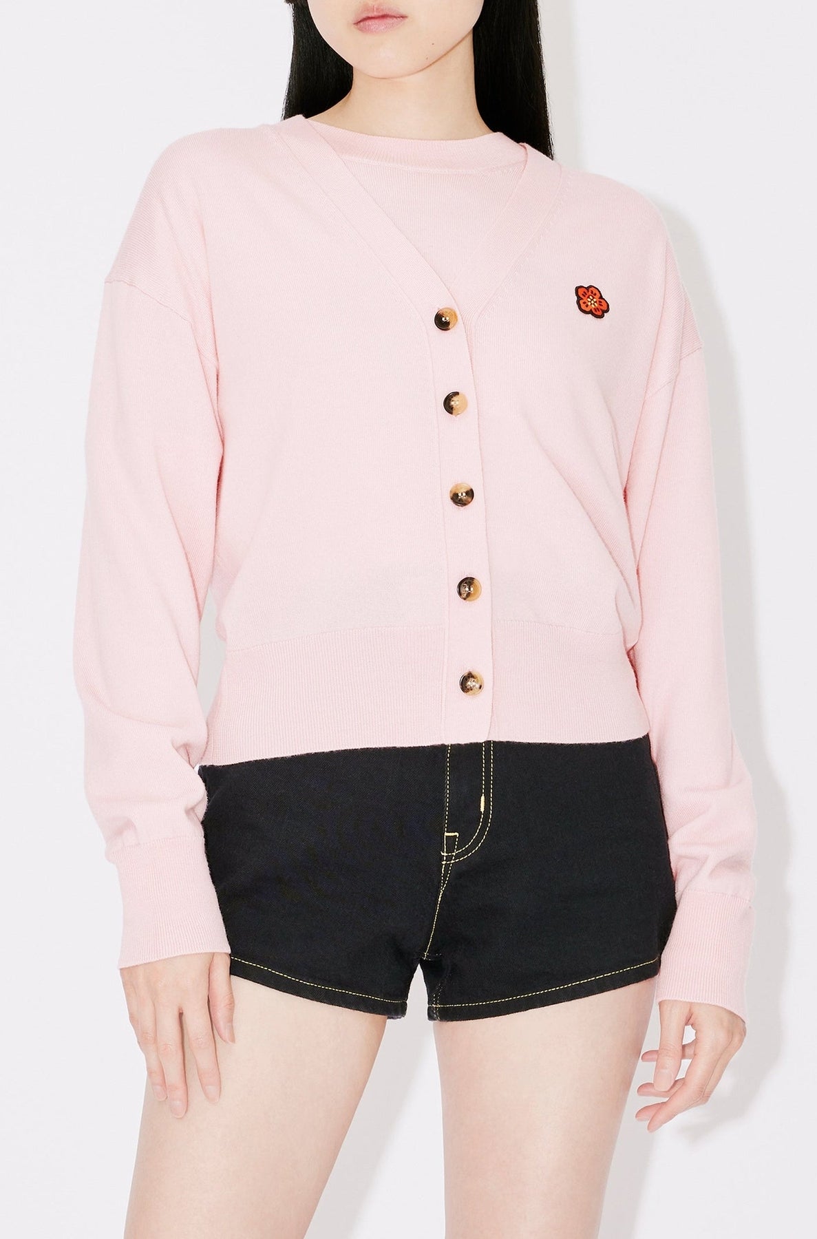 Boke Flower embroidered wool cardigan - Faded Pink
