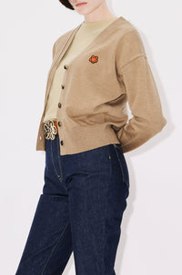 Cardigan brodé "Boke Flower" en laine - Tabac