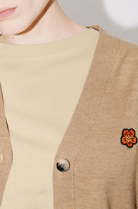 Cardigan brodé "Boke Flower" en laine - Tabac