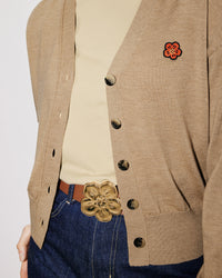 Cardigan brodé "Boke Flower" en laine - Tabac