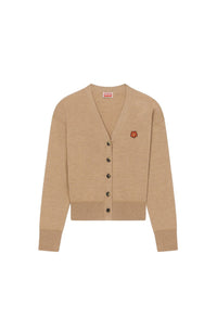 Cardigan brodé "Boke Flower" en laine - Tabac