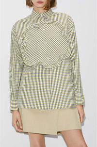 Chemise oversize vichy "BOKE FLOWER" - Golden Yellow