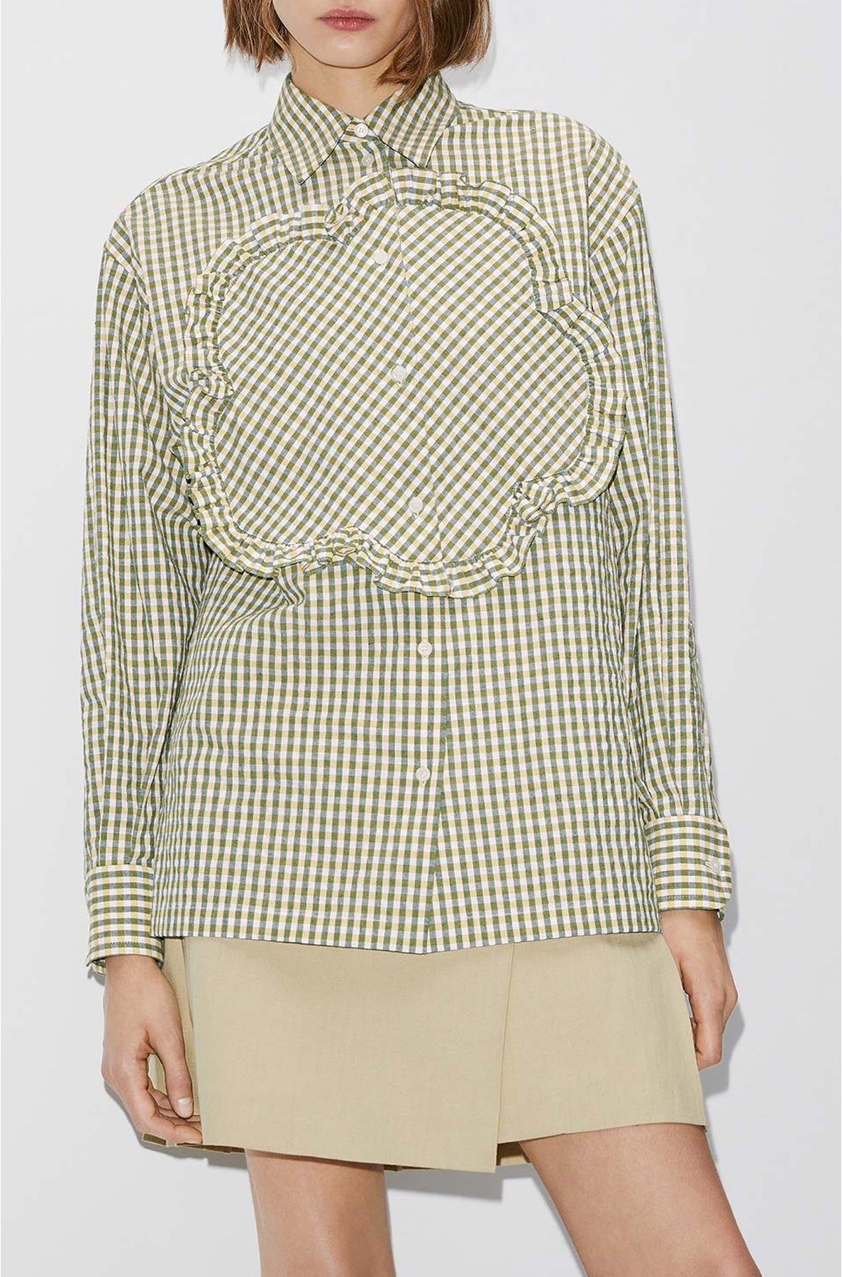 Chemise oversize vichy "BOKE FLOWER" - Golden Yellow