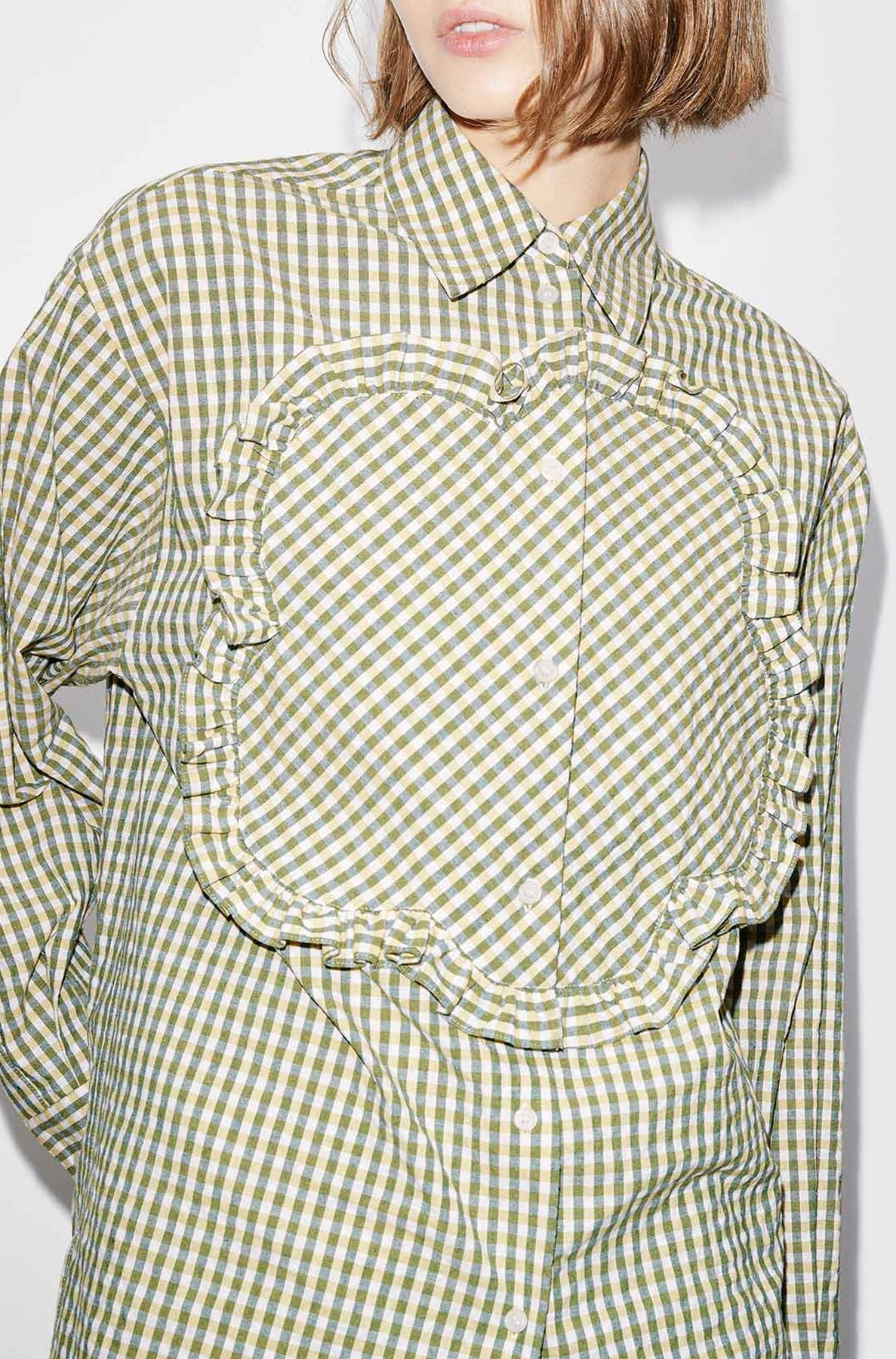 Chemise oversize vichy "BOKE FLOWER" - Golden Yellow