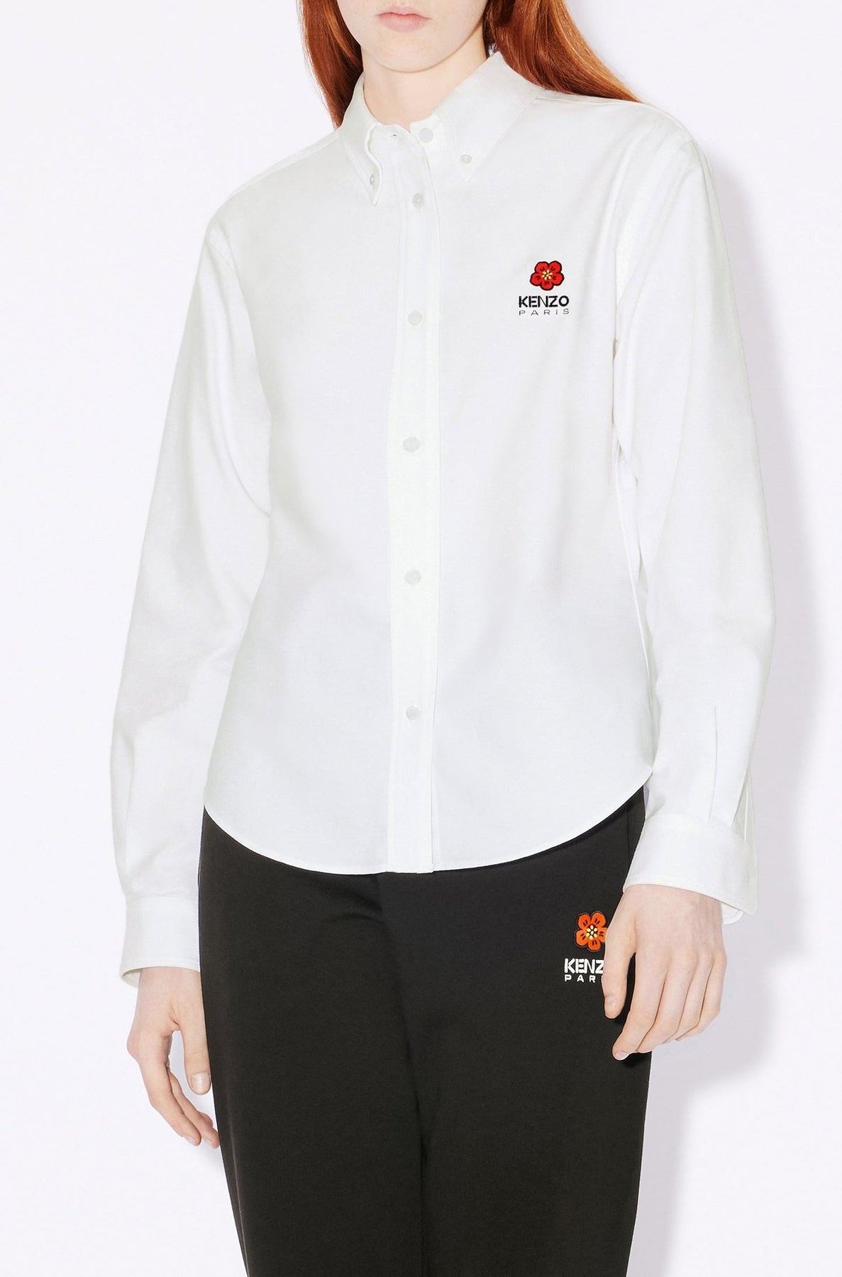 Boke Flower embroidered slim-fit shirt - White