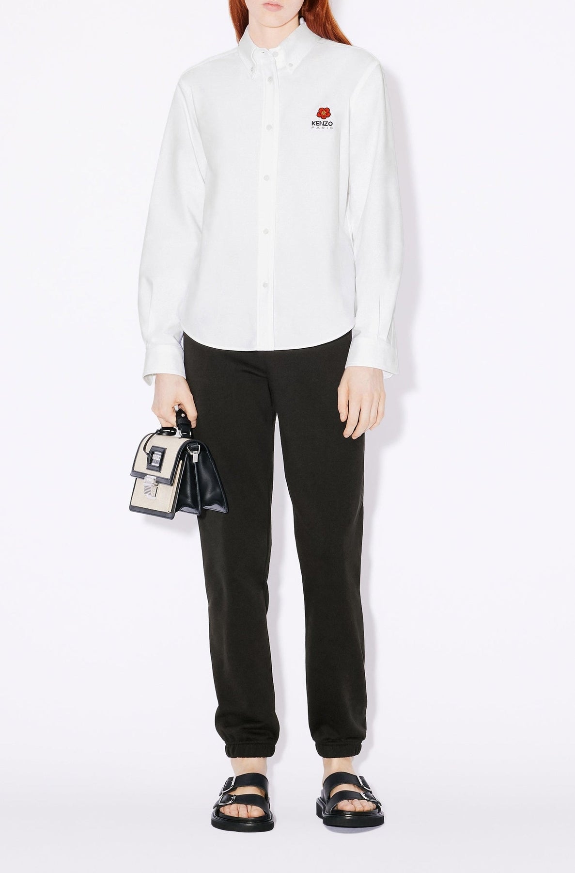 Boke Flower embroidered slim-fit shirt - White