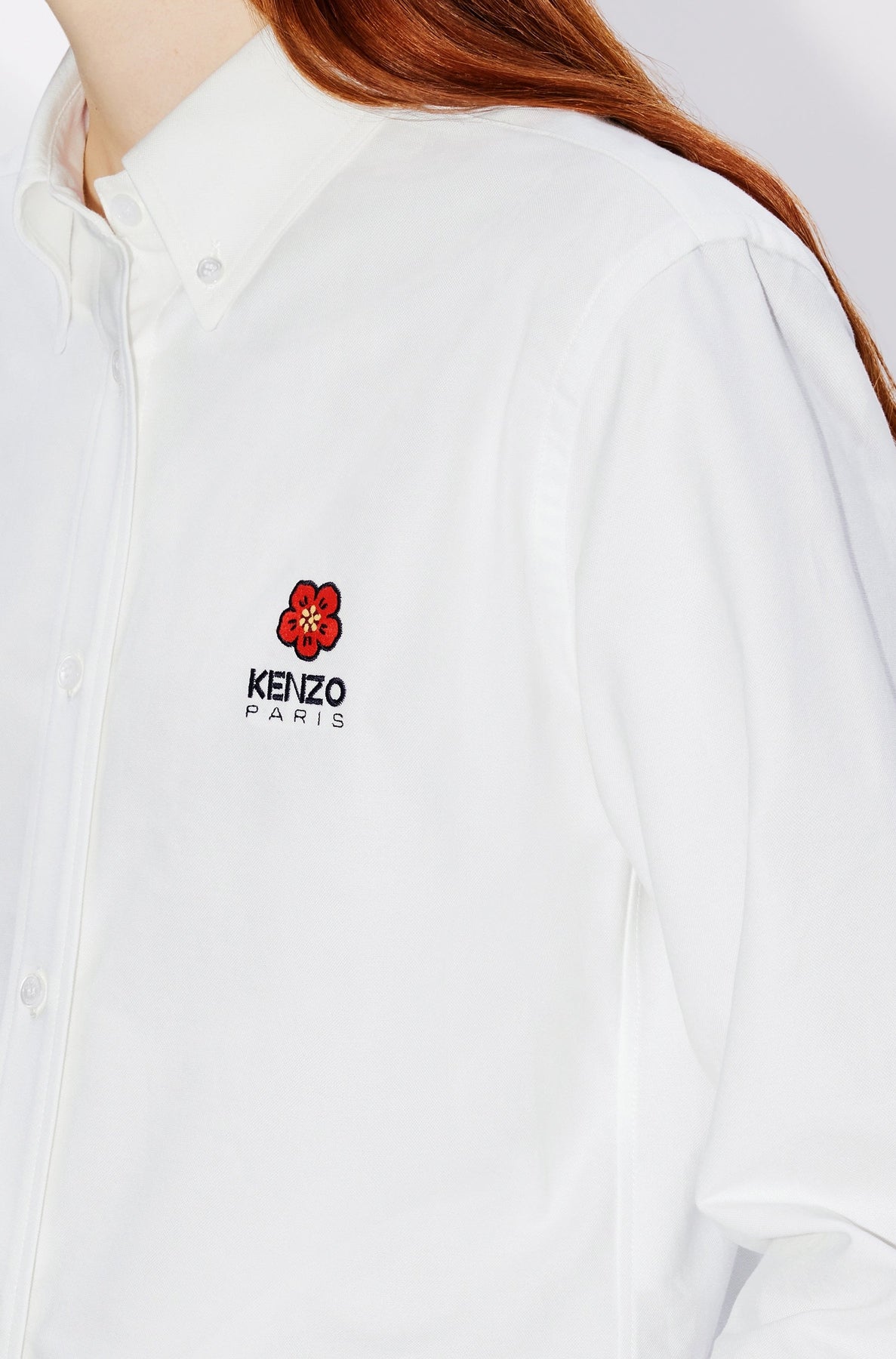 Boke Flower embroidered slim-fit shirt - White