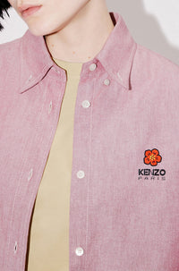 Chemise slim brodée "Boke Flower" - Cherry