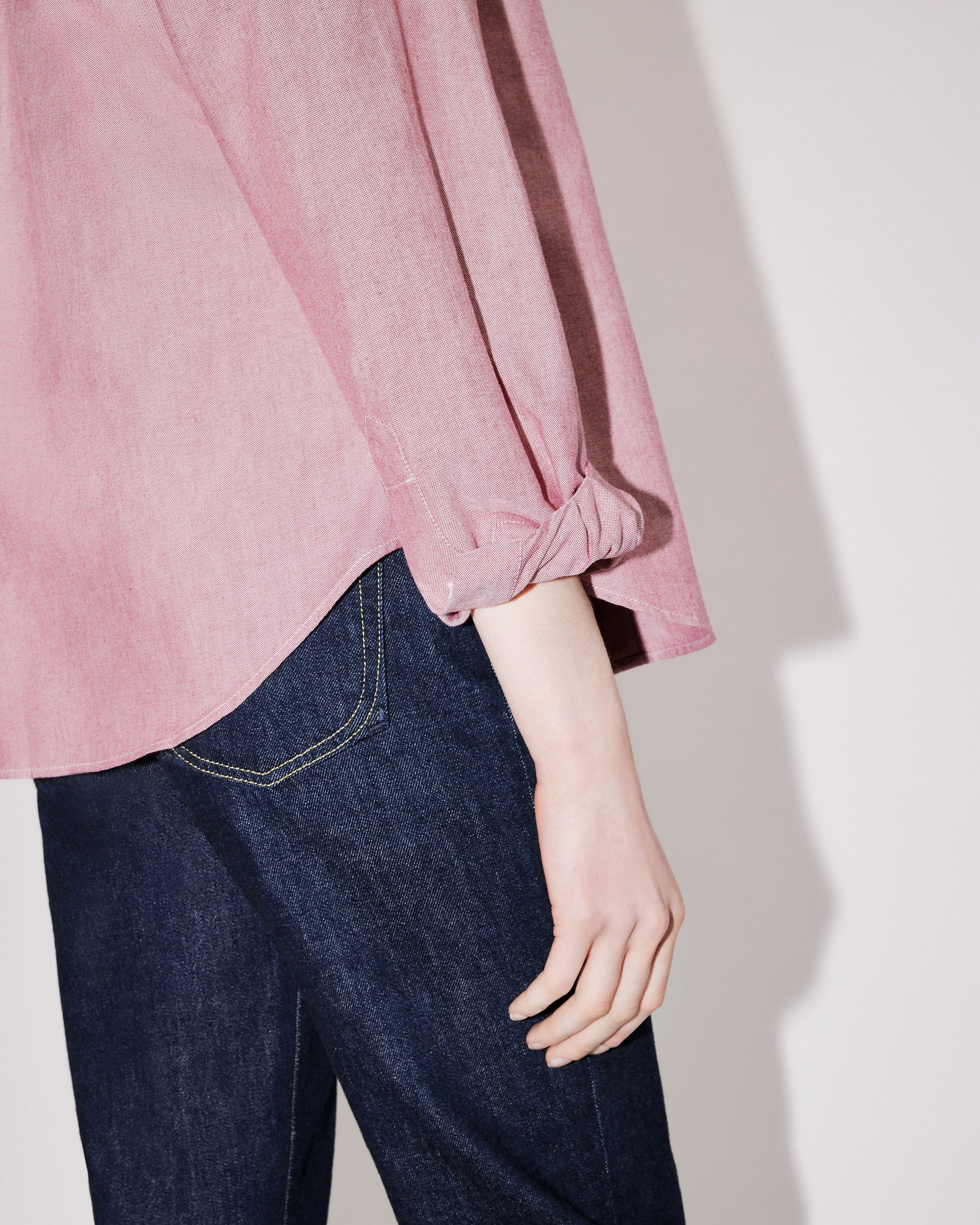 Chemise slim brodée "Boke Flower" - Cherry