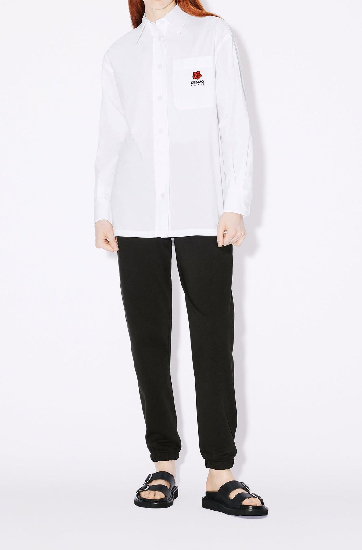 Boke Flower embroidered oversized shirt - White