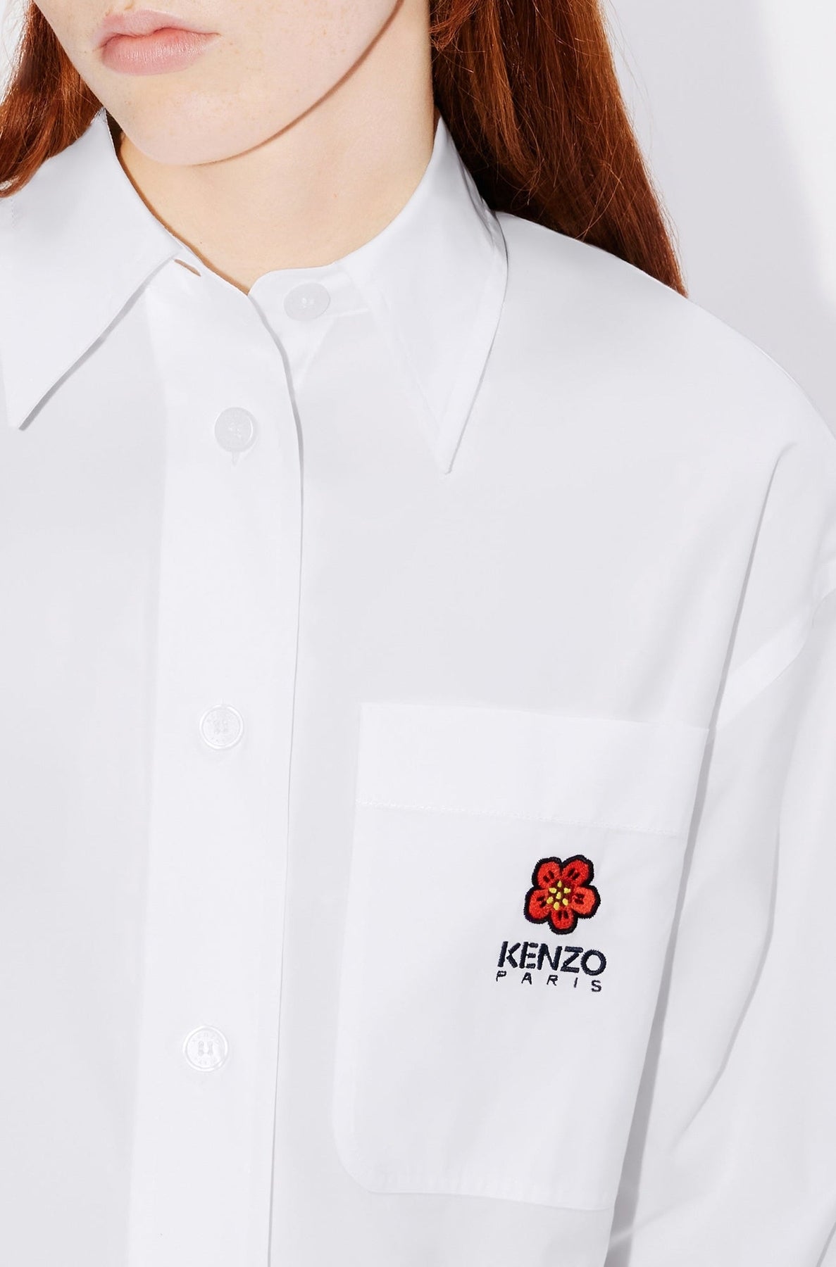 Boke Flower embroidered oversized shirt - White