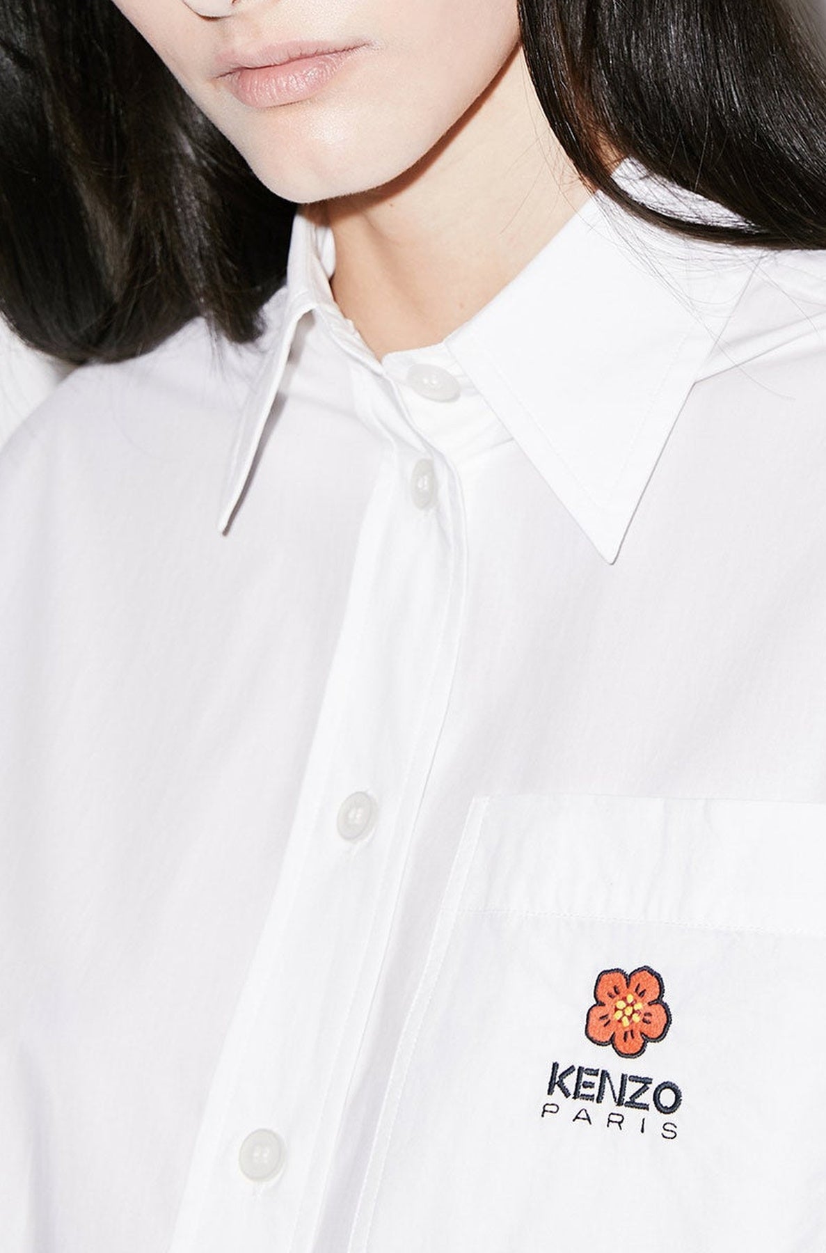 Boke Flower embroidered oversized shirt - White