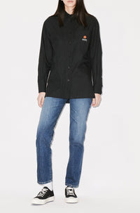 Boke Flower embroidered oversized shirt - Black