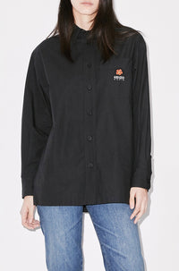 Boke Flower embroidered oversized shirt - Black