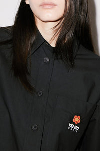 Boke Flower embroidered oversized shirt - Black