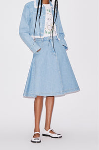 Jupe denim flare - Bleached Blue