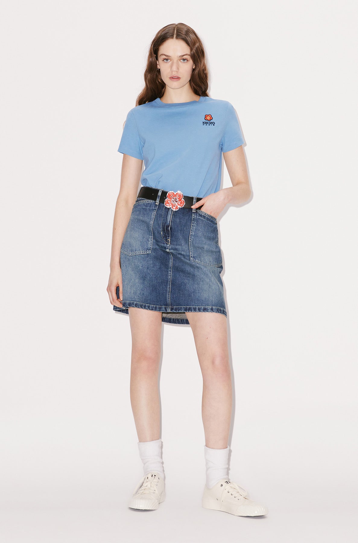 Dark Stone Short Denim Skirt