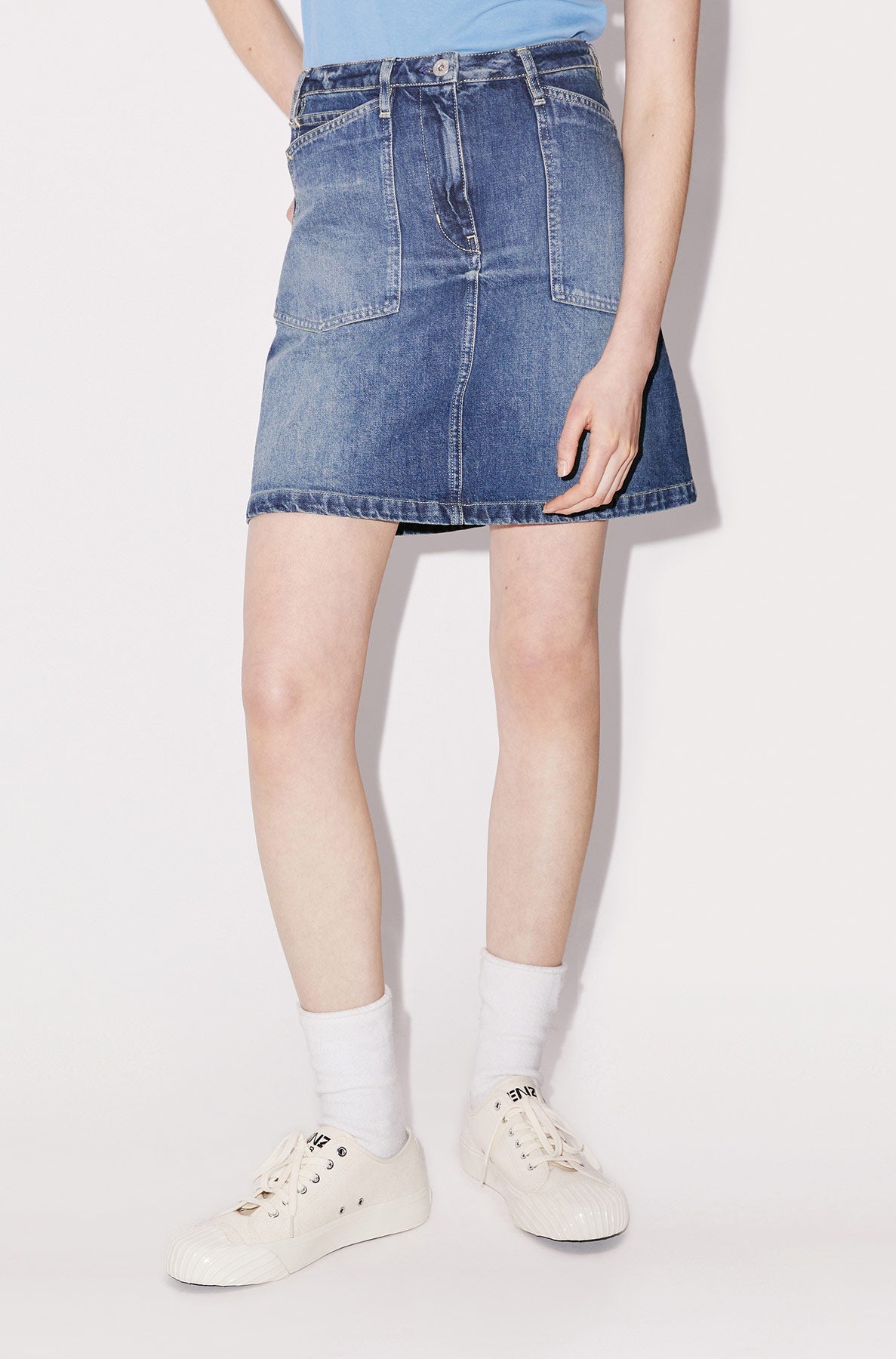 Dark Stone Short Denim Skirt