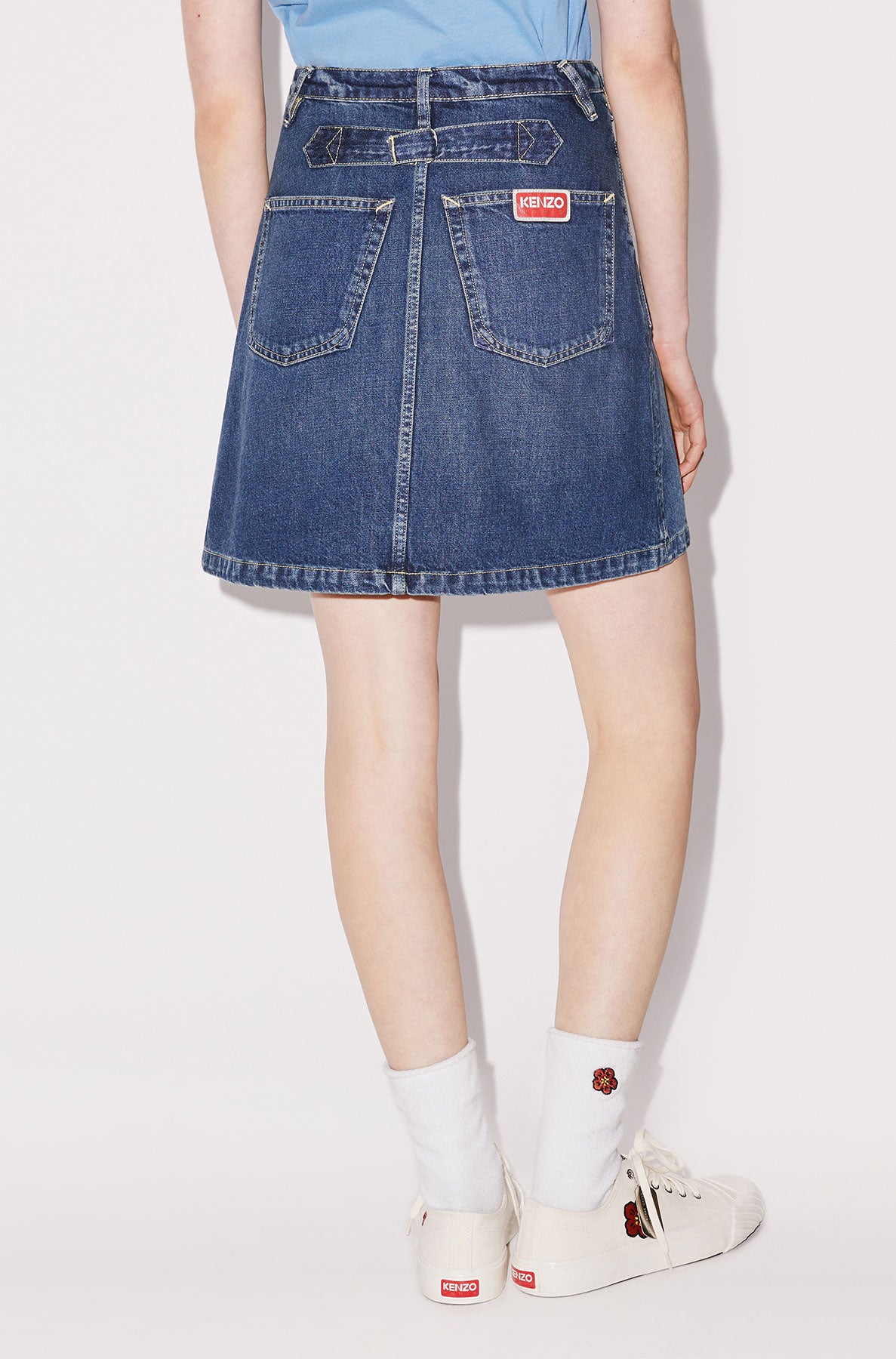 Jupe courte en denim - Dark Stone Blue Denim