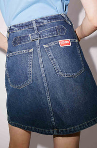 Jupe courte en denim - Dark Stone Blue Denim