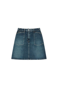 Dark Stone Short Denim Skirt
