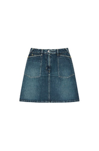 Jupe courte en denim - Dark Stone Blue Denim