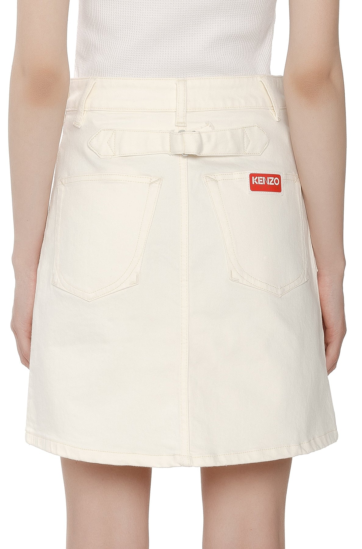 Short denim skirt - Bleached White