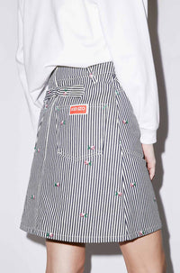 Jupe courte en denim à rayures "Kenzo Pixel" - Rinse Blue