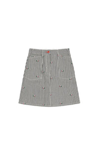 Jupe courte en denim à rayures "Kenzo Pixel" - Rinse Blue