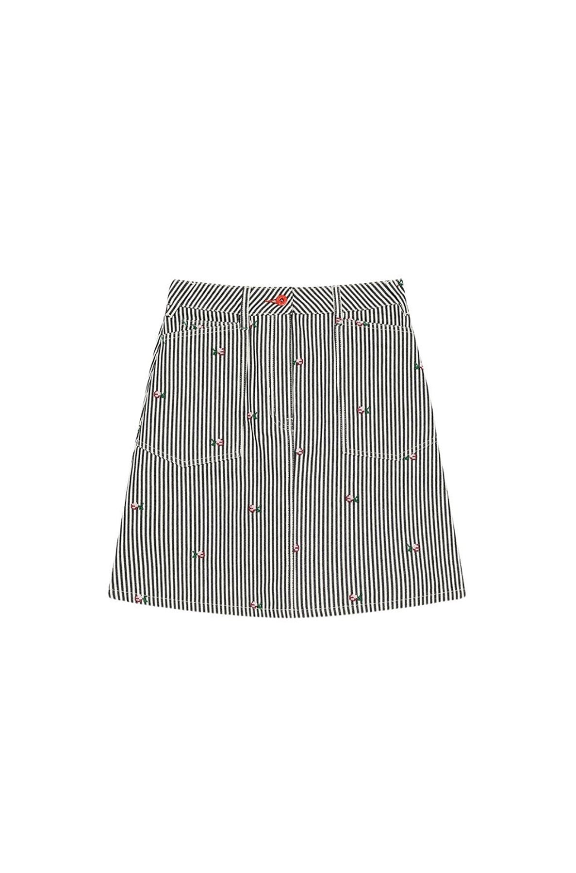 Jupe courte en denim à rayures "Kenzo Pixel" - Rinse Blue