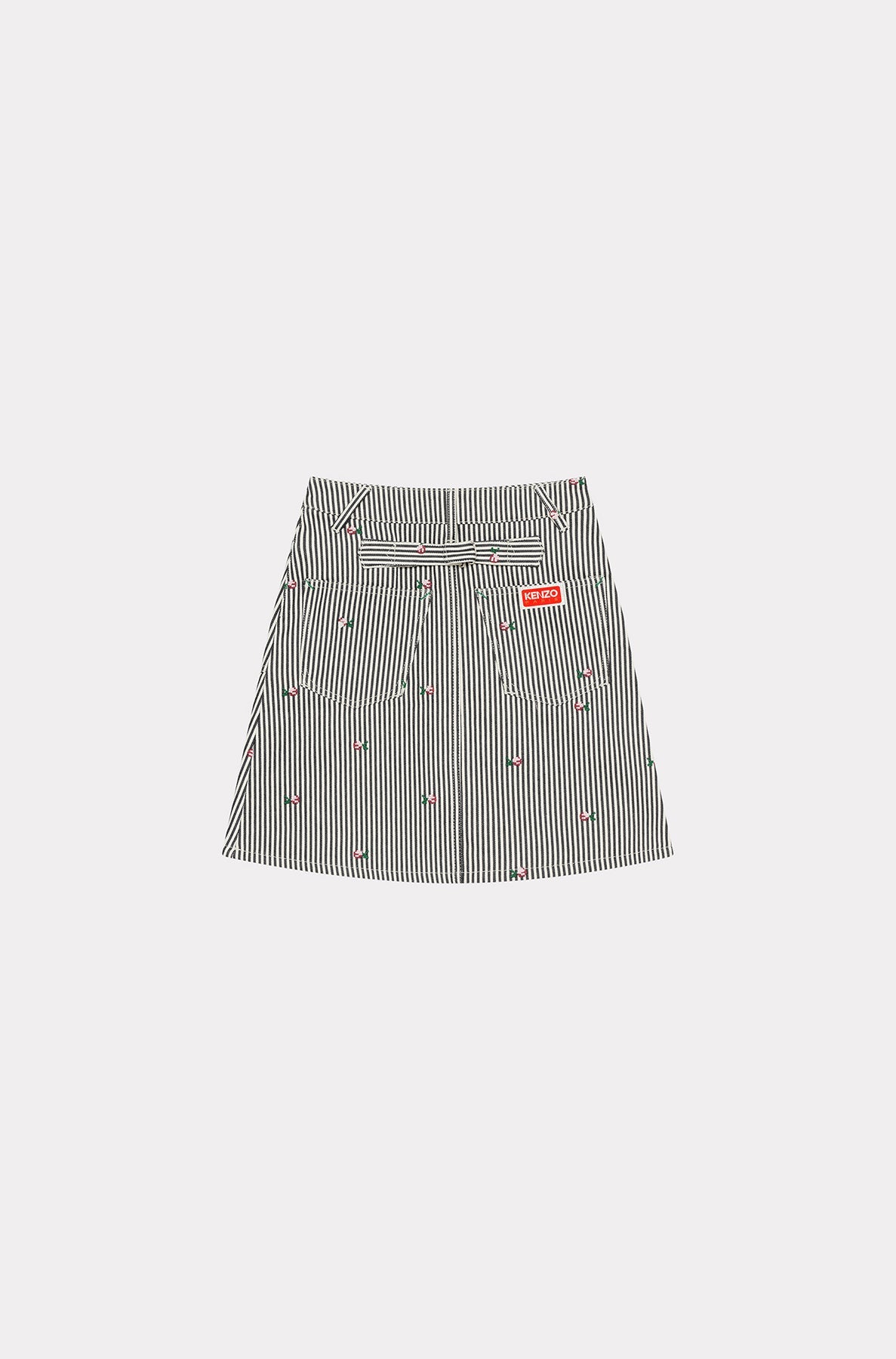 Jupe courte en denim à rayures "Kenzo Pixel" - Rinse Blue