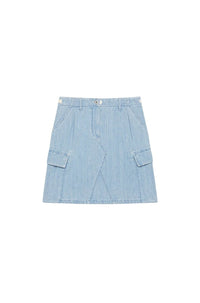 Light Bleach Denim Cargo Skirt