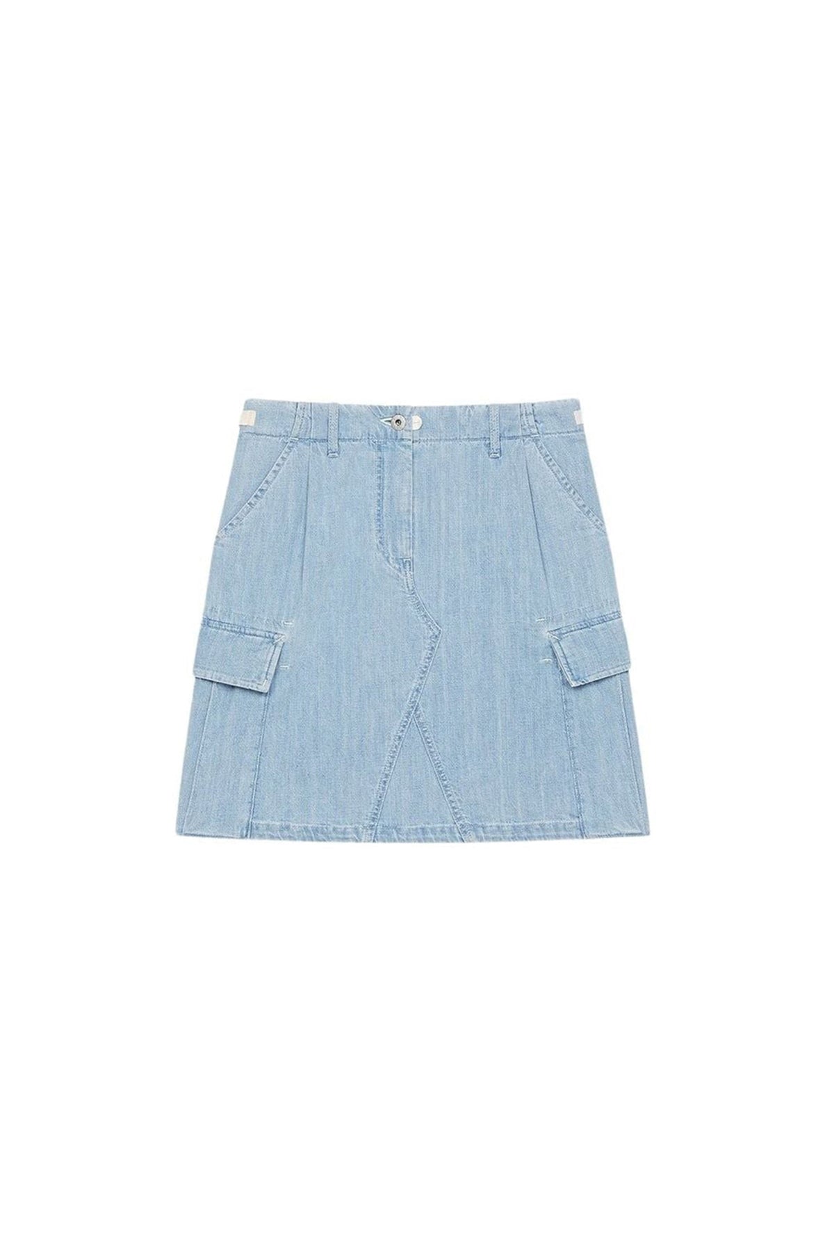 Light Bleach Denim Cargo Skirt