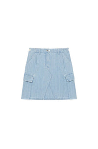Light Bleach Denim Cargo Skirt