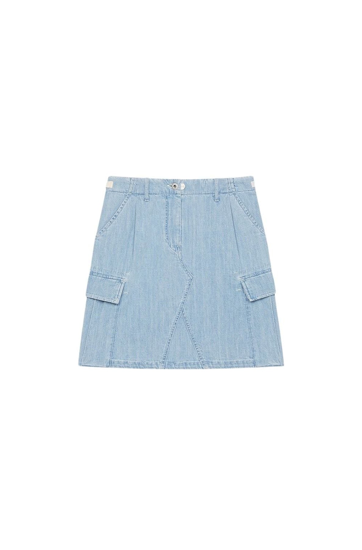 Light Bleach Denim Cargo Skirt