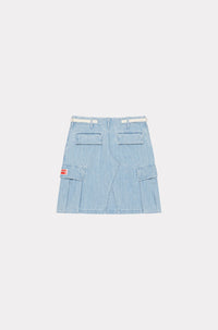 Light Bleach Denim Cargo Skirt