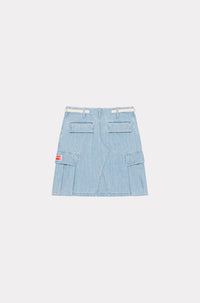 Light Bleach Denim Cargo Skirt