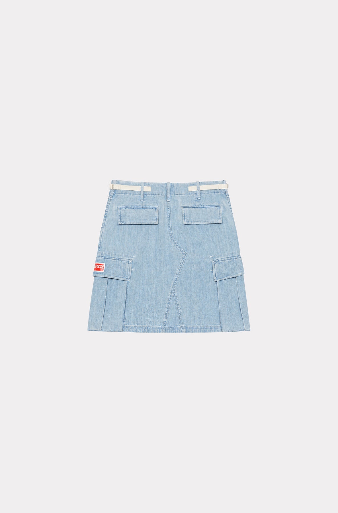 Light Bleach Denim Cargo Skirt