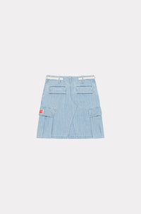 Light Bleach Denim Cargo Skirt