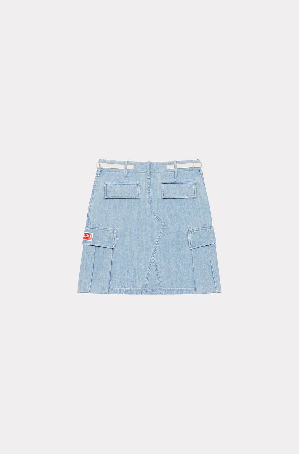 Light Bleach Denim Cargo Skirt