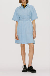 Robe portefeuille en denim - Bleached Blue Denim