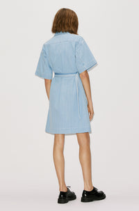 Robe portefeuille en denim - Bleached Blue Denim